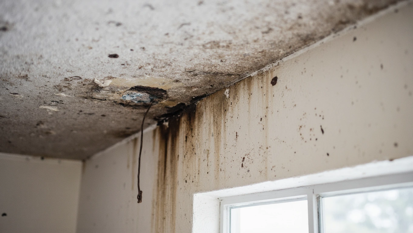 Roof leak mold damage on ceiling inside Orlando residential home
