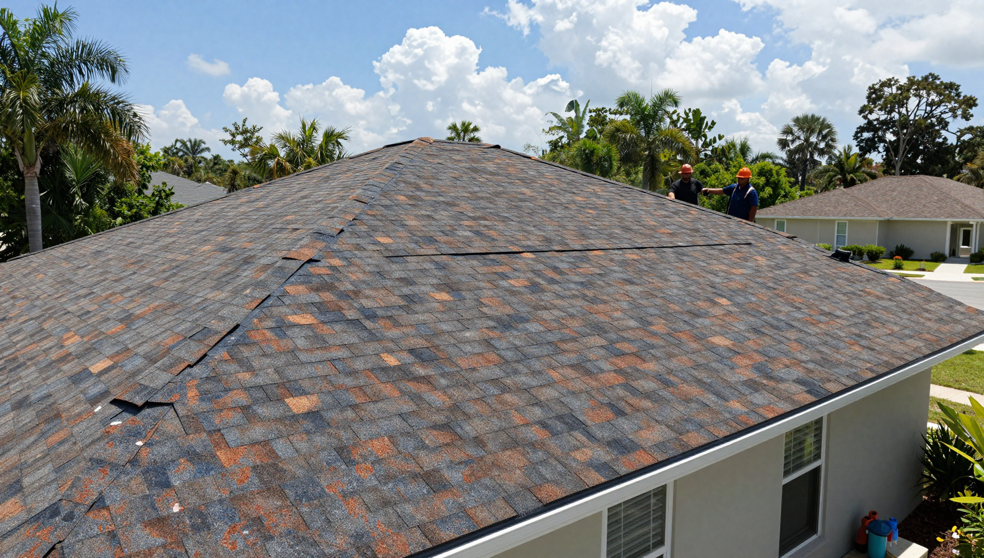 Storm damage shingle roof repaired in Oviedo FL after