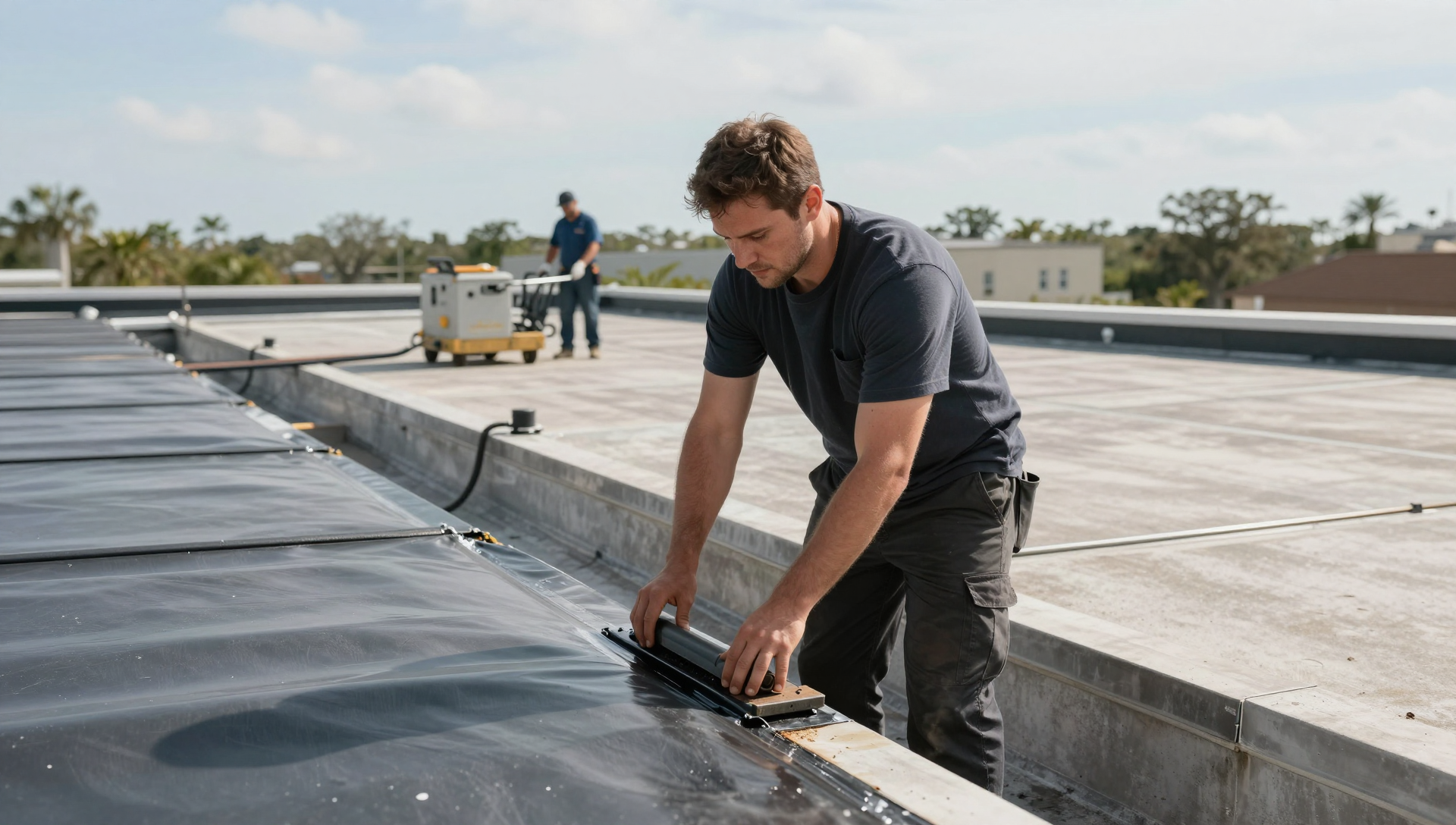 Flat roof TPO leak repaired in Lake Nona FL