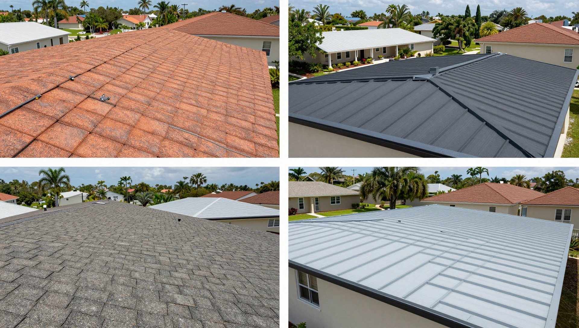 Shingle, tile, flat, and metal roof types repaired in Orlando FL
